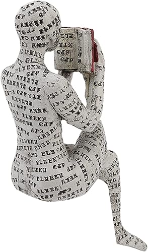 Miniatura 7 de ViaGasaFamido Hermosa figura de mujer de lectura, adorno duradero para estantería de pulpa de lectura para decoración del hogar (D)