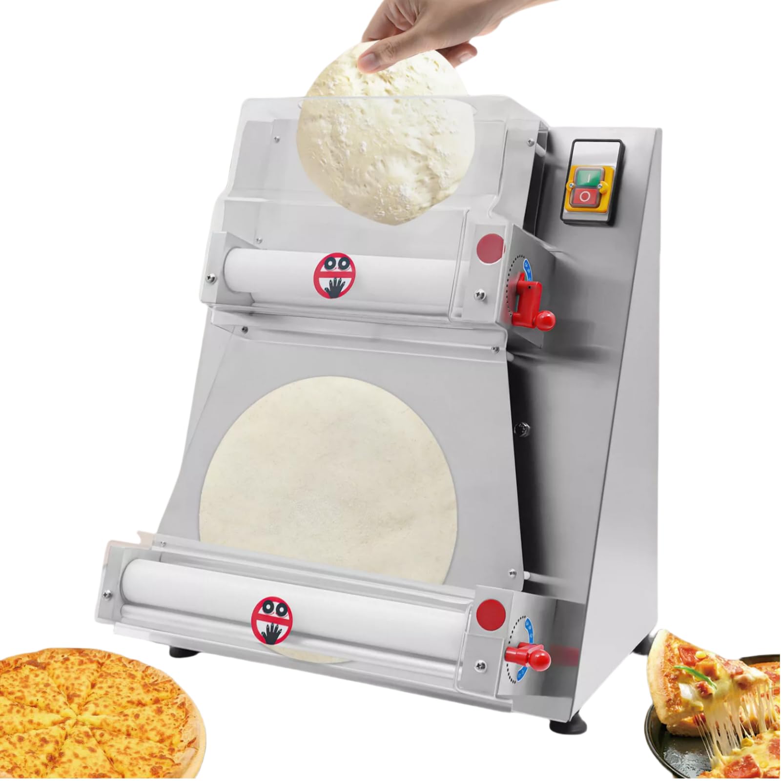 FIPINIXK Electric Pizza Dough Roller, Pizza Dough Roller Sheeter with 370W Copper Motor Semi-Automatic Pizza Press Commercial Pastry Press Making Machine for Bakeries Restaurants