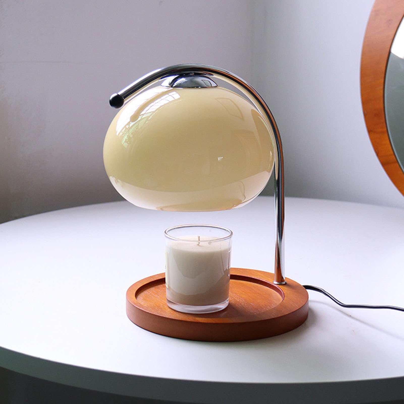 SIXRUN Lampe Chauffe-bougie Rétro, Support de Lampe Chauffe-bougie, Support en Fer, Abat-jour en Verre, Lampe Décorative Rétro pour Faire Fondre les Bougies avec Minuterie (Prise UE