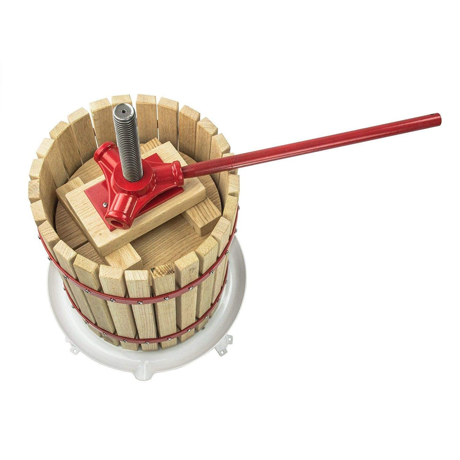Exprimidor mecánico de frutas y cítricos 12L-FP 12L en madera de roble.