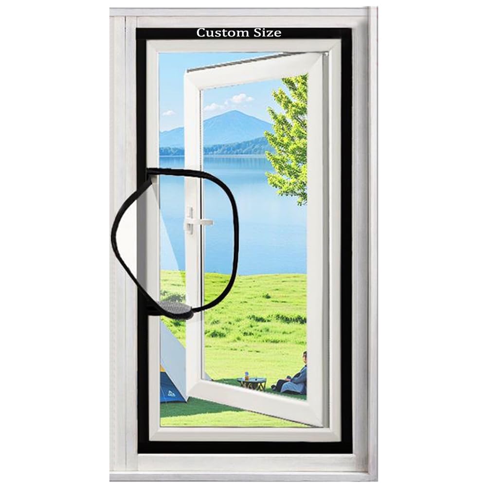Yuly Custom Size Window Fly Screen, Self-Adhesive Insect Mesh Mosquito Curtain, Universal Semi-Transparent Balcony Netting, Cat Protection Net With Zip,
