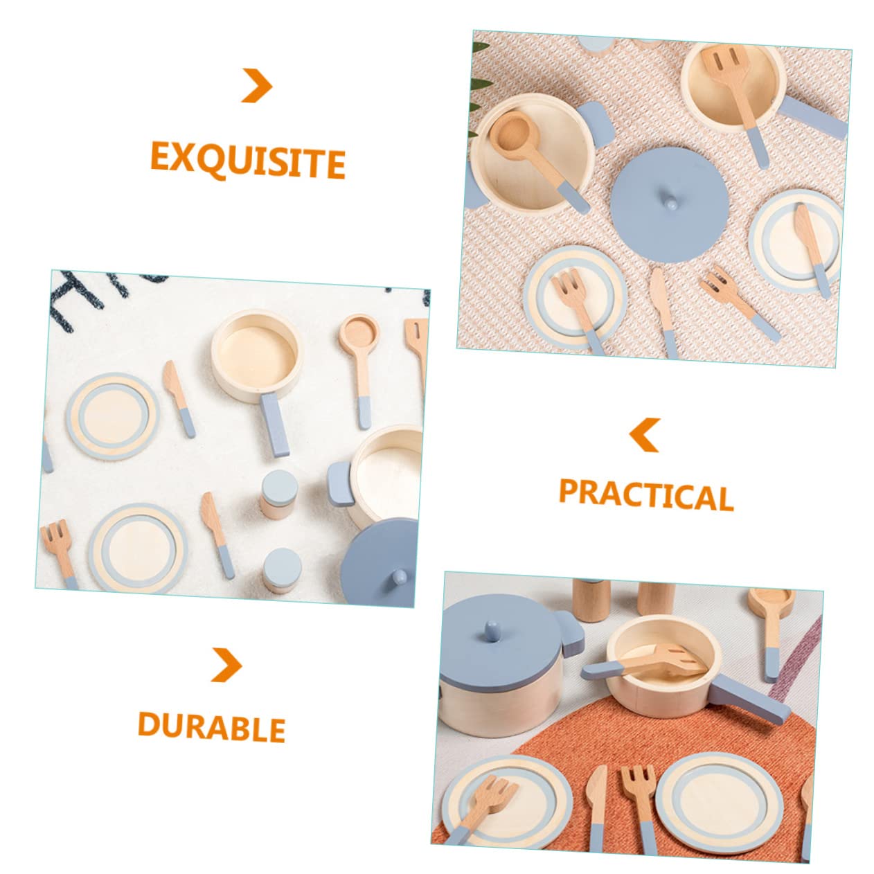 PartyKindom Cocina de Juguete de Madera para Niño Niña, Juego de Cocina Interactivo y Realista para Roles de Aprendizaje Temprano
