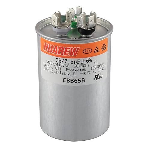 35/7.5 uF 35+7.5 MFD ±6% 370V/440V CBB65B Condensador de CA de doble ejecución de reemplazo de condensador redondo 35 7.5 uF MFD 370 440 voltios VCA