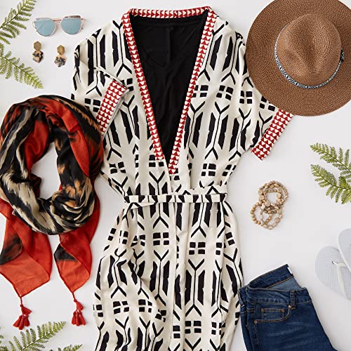 Hadley Wren Women's Spring Abstract Floral Lightweight Fashion Scarf with Tassels 6