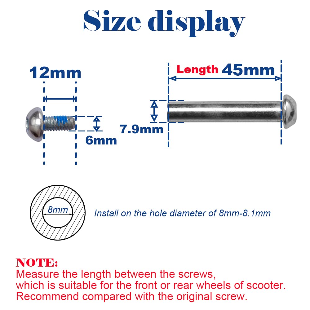 M8 x 45 mm/1,77 cala śruby do 2-3-4-kołowych dziecięca hulajnoga wymienna mikro mini składana hulajnoga dla dzieci skutery naprawy osi