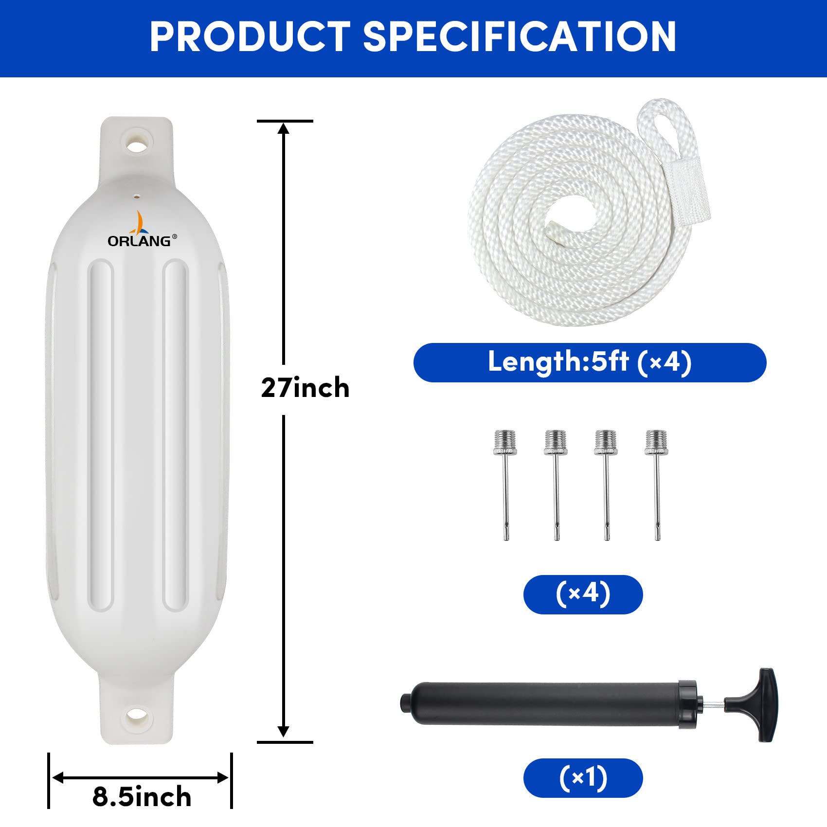 FAIZHI Boat Fenders 4 Pack, 5.5in Boat Bumpers Fenders With 4 Ropes Inflatable Ribbed Marine Boat Bumpers For Pontoon Boat Fenders Inflatable Black - View #6