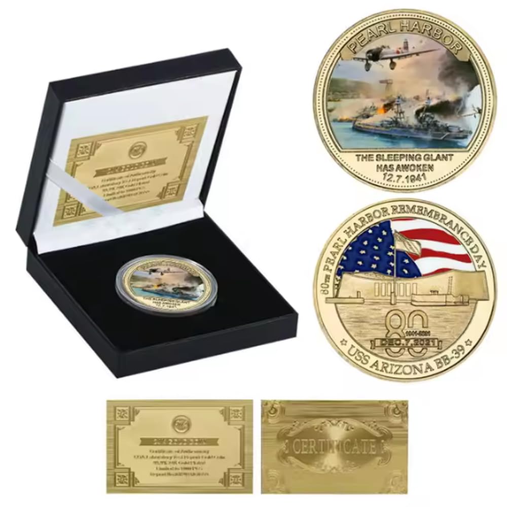 Moneda Conmemorativa del Ataque A Pearl Harbor De La Segunda Guerra Mundial Moneda De Colección Monedas Conmemorativas Bañadas En Oro Moneda De Desafío Regalos De Recuerdo