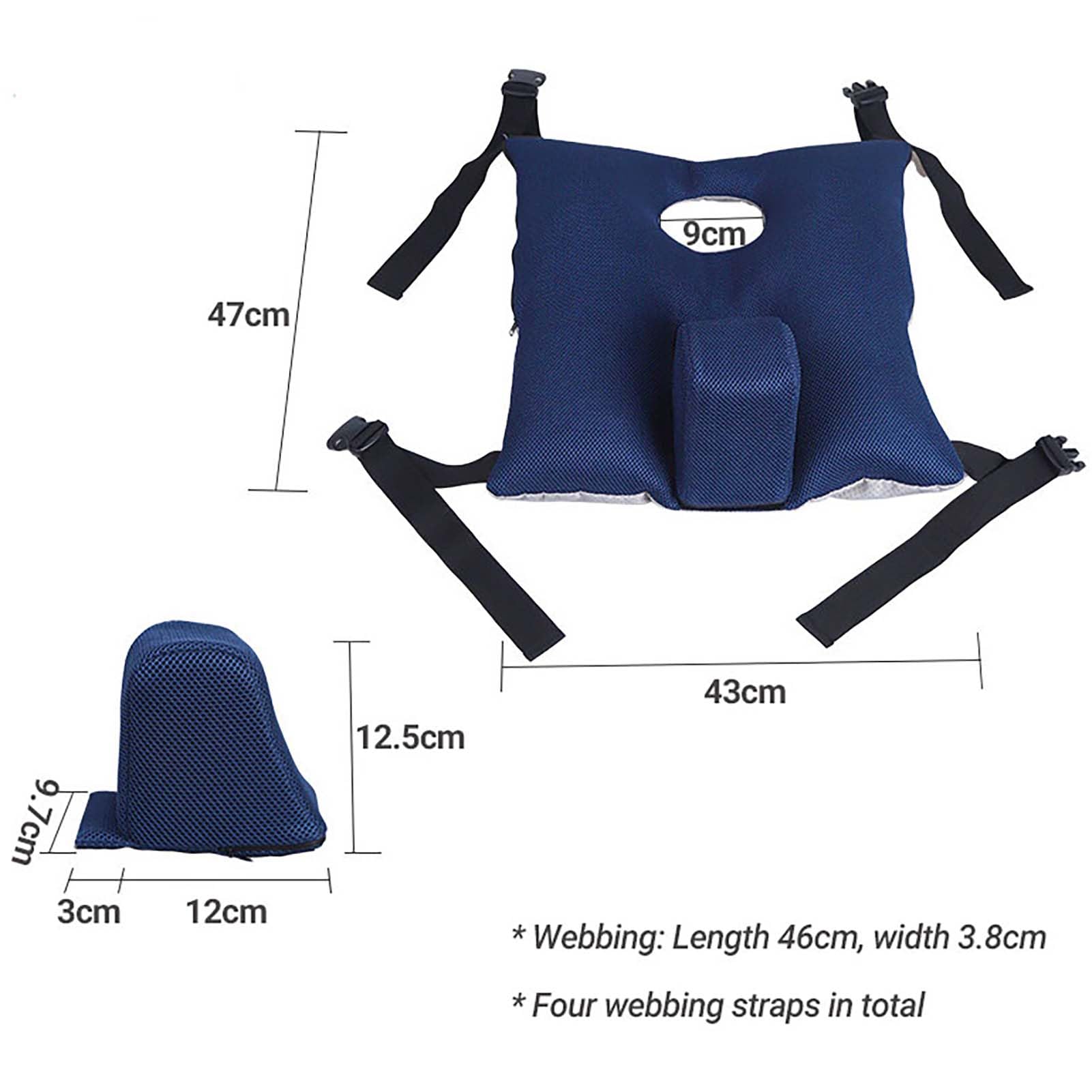 Cojín para silla de ruedas, diseño antideslizante, limitador ajustable, prevención de úlceras, alivio de presión, mayor comodidad y estabilidad