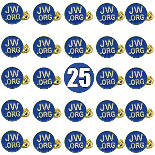 TIHOOD 25PCS Round Blue JW.org Lapel Pin - JW.org Neck Tie Hat Tack Clip Women or Men Suits-Gold Round Jehovah Witness Lapel Pin