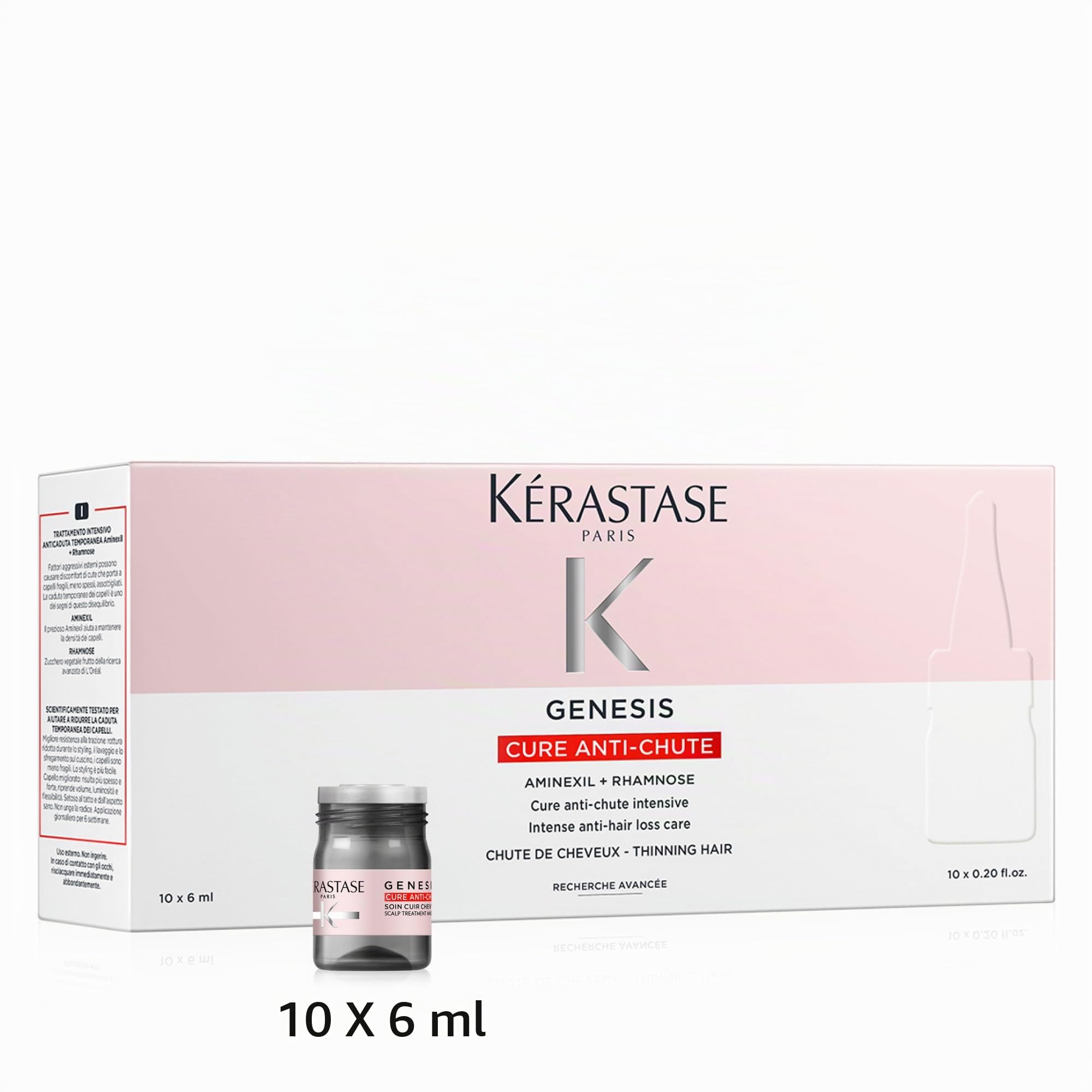 Kérastase, Genesis, Trattamento Intensivo Anticaduta Temporanea, Fiale Senza Risciacquo, Per Capelli Fini e Indeboliti, Cure Anti-Chute, 10x6ml