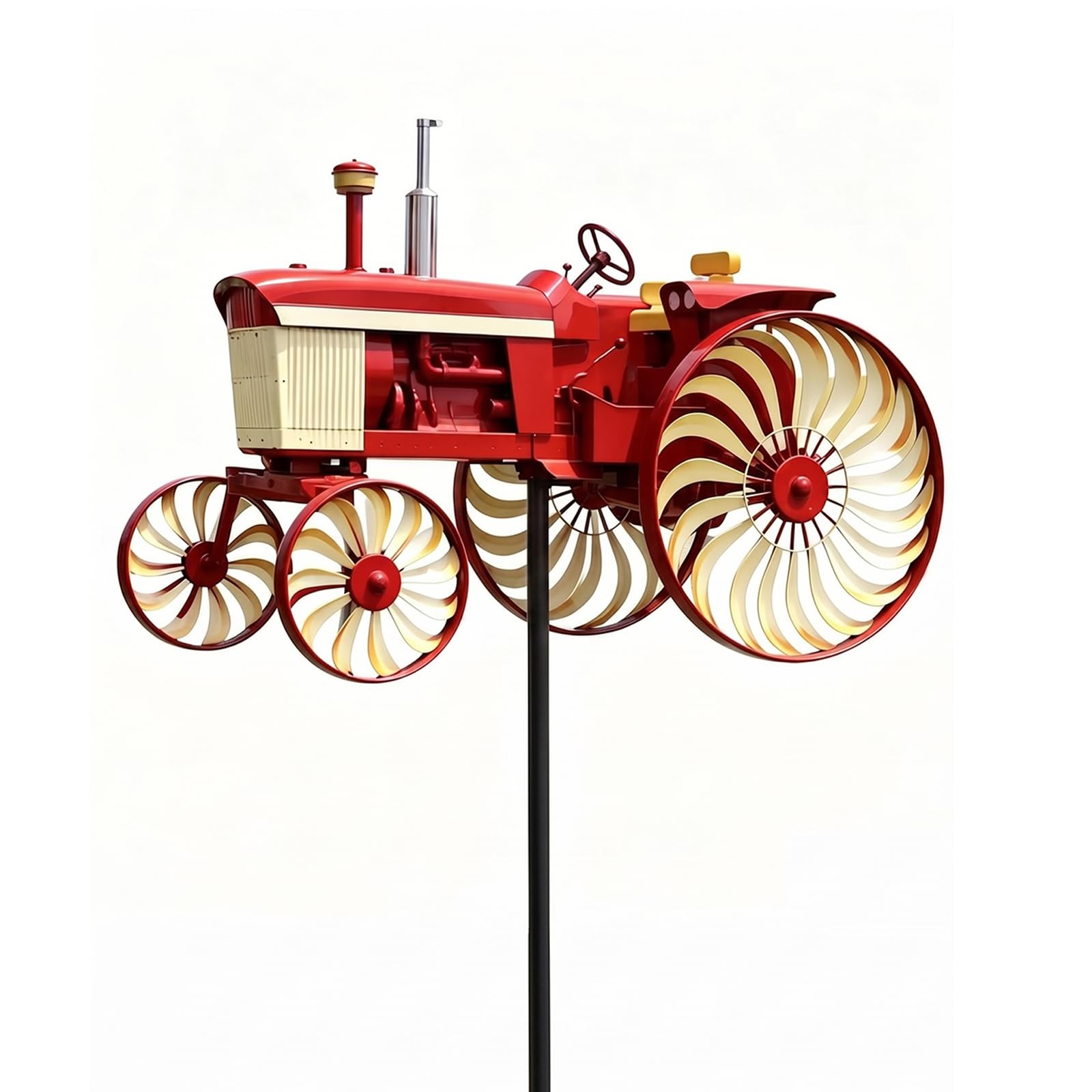 Generic Tractor Windmill Stake with Rotating Wheels Outdoor Tractor Wind Spinner Decorative Windmill for Patio Yard Garden Gift for Friends Family