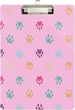 Burbuja Acrylic Clipboard, Colored Paw Prints Letter Size Decorative Clipboard with Metal Clip for Nurses Doctors Teachers Office School
