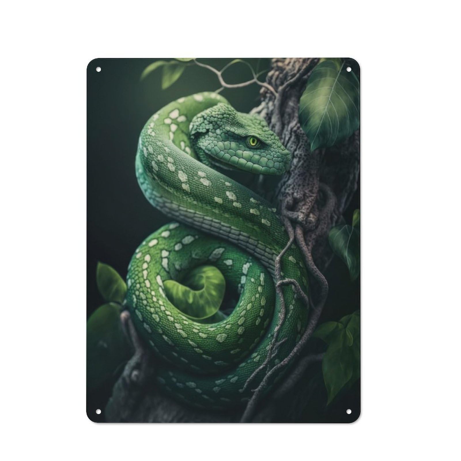 Junmoney Snake In Jungle Tin Wall Plaque 40X30cm With For Kitchen Or Home Bar, For Vintage Wall Decor Fans, For Garage And Workshop Walls