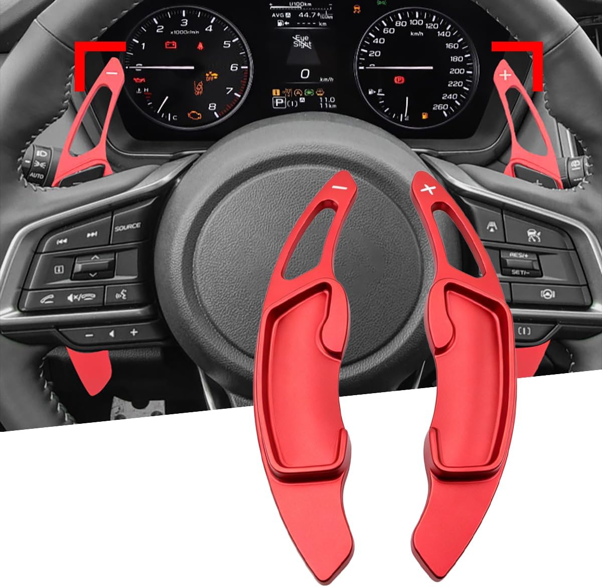 Aluminum Steering Wheel Paddle Shift Extension Cover Compatible For Subaru Forester Outback XV Crosstrek BRZ Impreza WRX Legacy Accesories Red Gear Shifter Paddle