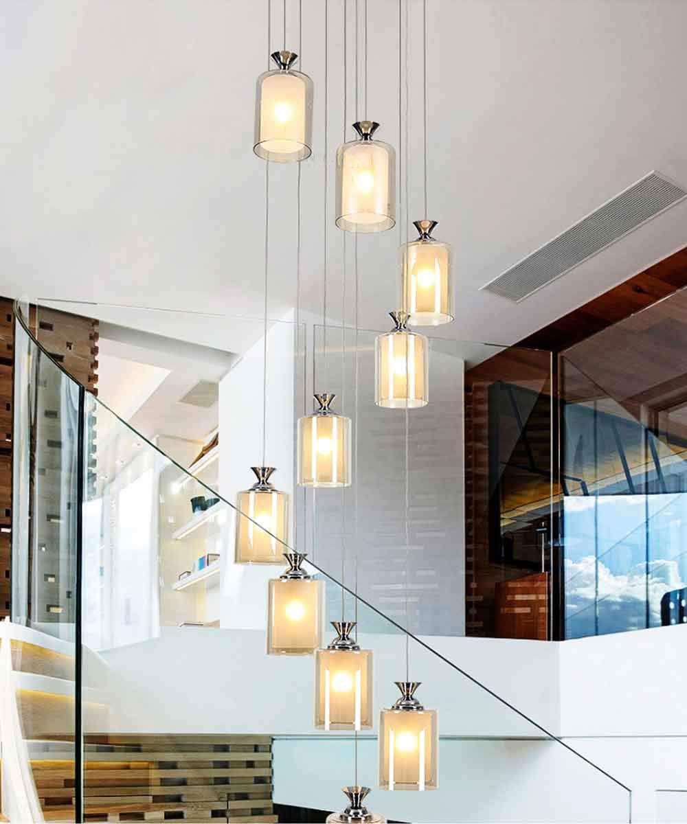 SXECAEPS Modern creative chandelier 40x200cm Staircase Long Villa Living Room Modern Simple Bedroom Creative Restaurant Double Glazed Lampshade (Size : A)