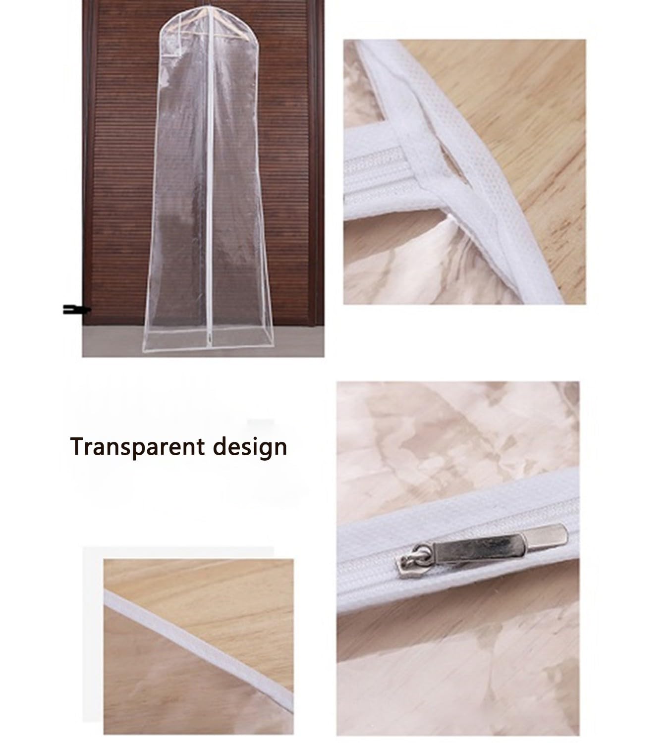 Paquete de Fundas largas para Vestidos, Fundas Transparentes para Ropa, Bolsas de plástico para Trajes, Fundas Antipolvo para Colgar Ropa, Bolsas para tintorería, Almacenamiento en