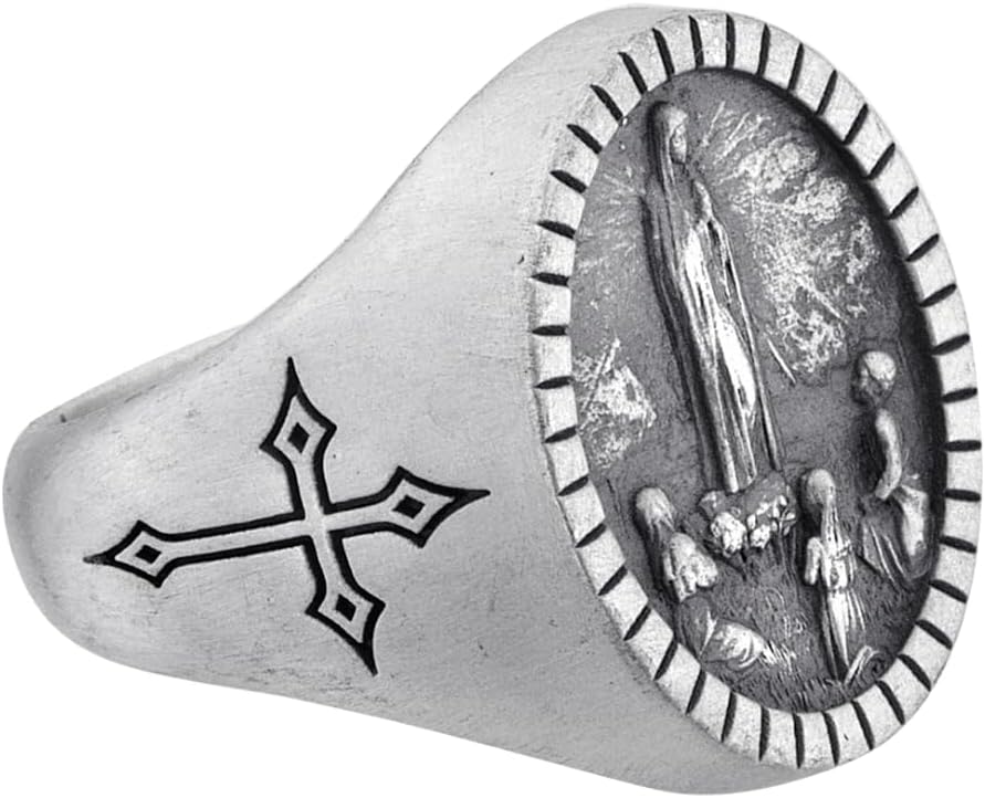 Our Lady of Fatima Sterling Silver Ring, Holy Mother Sterling Silver Ring, Virgin Mary Fatima Christian Rings