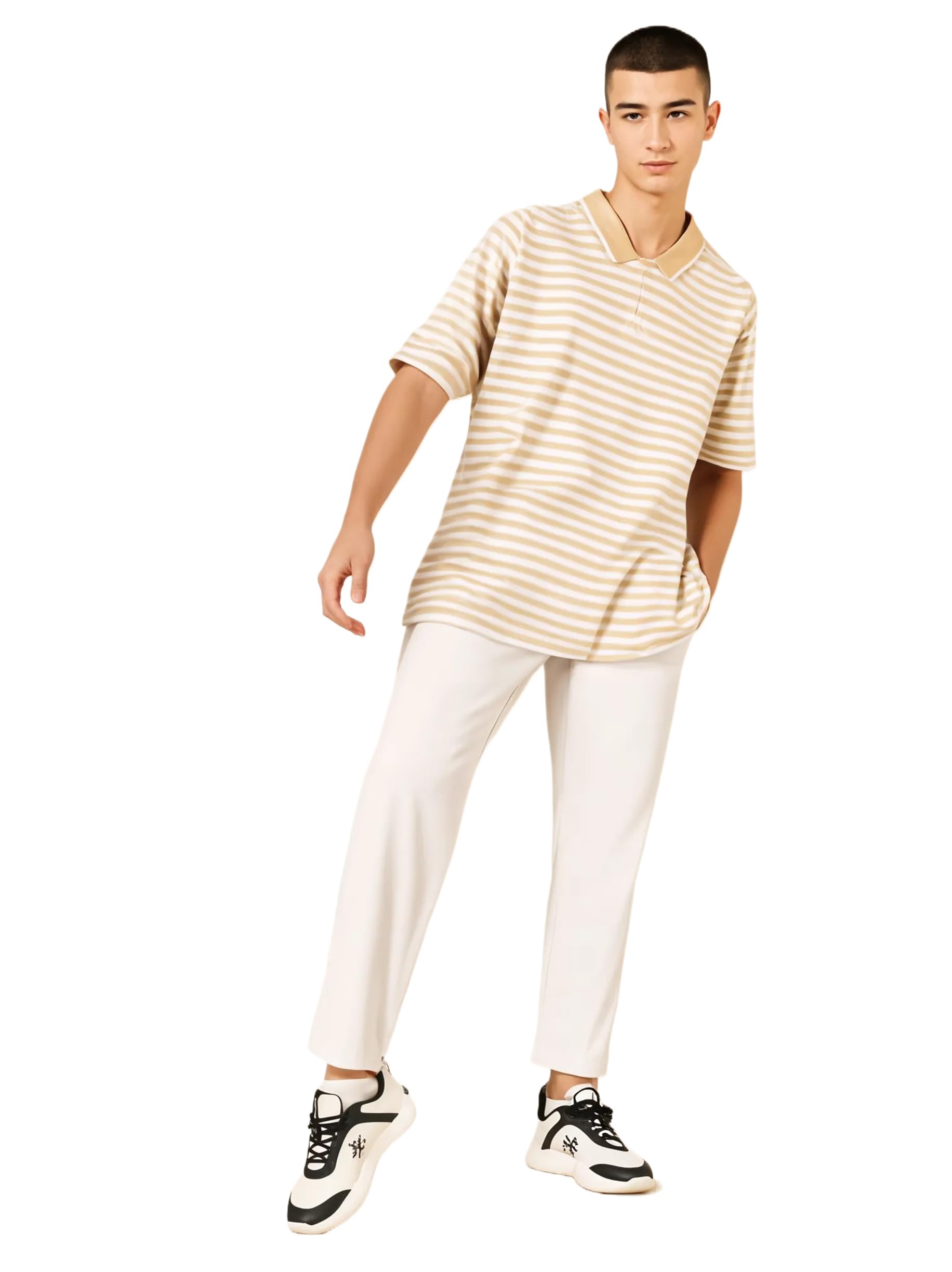 Men Striped Cotton Rich Tracksuit| Collar Tshirts|Solid Trackpant|Half Sleeves|Regular Fit-M3639-picture-14