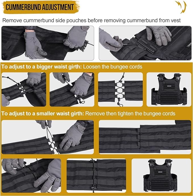 Image of OneTigris FYR Tactical Vest, Quick Release Vest Adult Adjustable MOLLE Vest with 32-45 inch Removable Cummerbund
