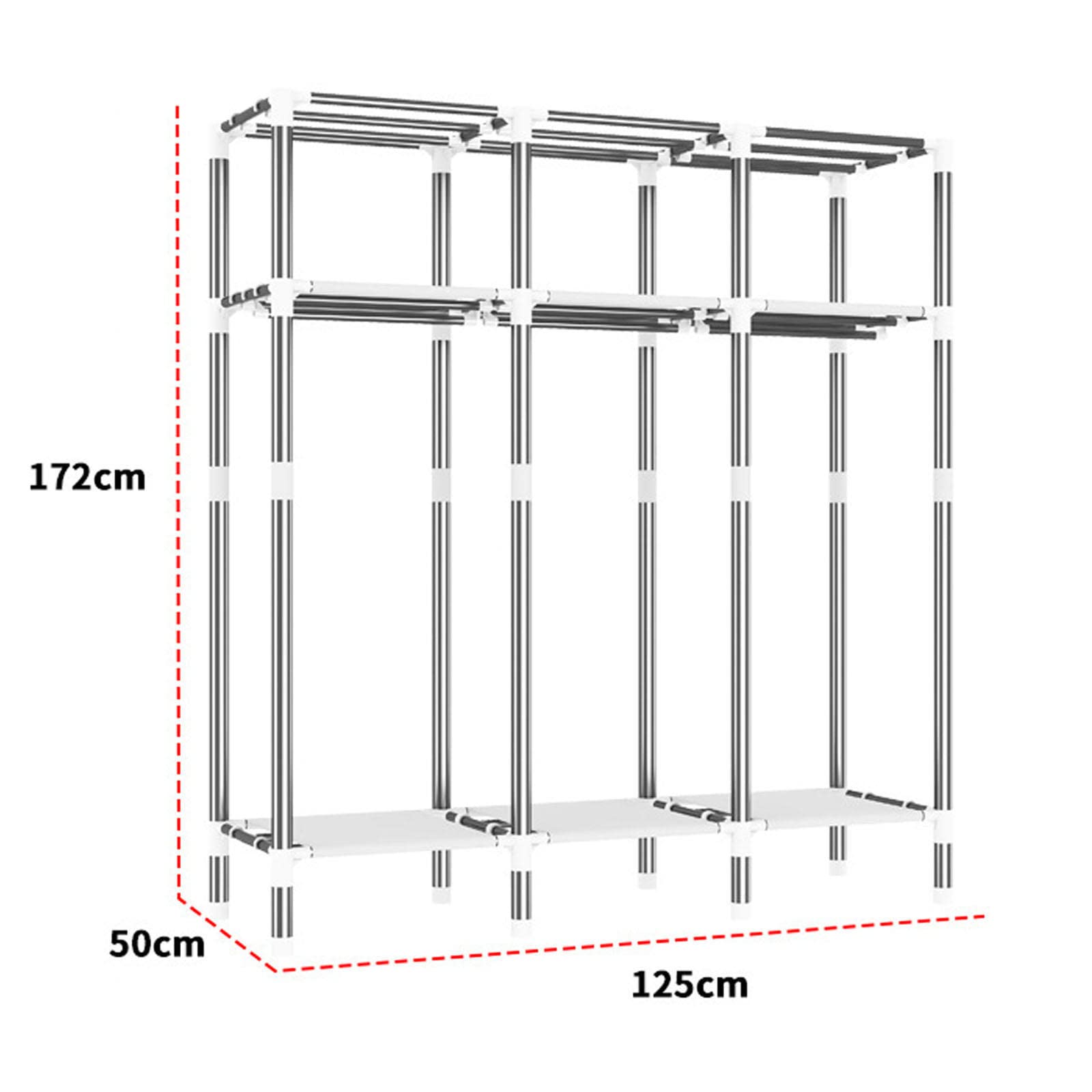 Kleiderschrank, tragbare Kleiderschrankregale, faltbarer Schrank für Schlafzimmer, Kleiderschrank, Aufbewahrungsorganisator für Kleidung, Schuhe, C-125 x 50 x 172 cm