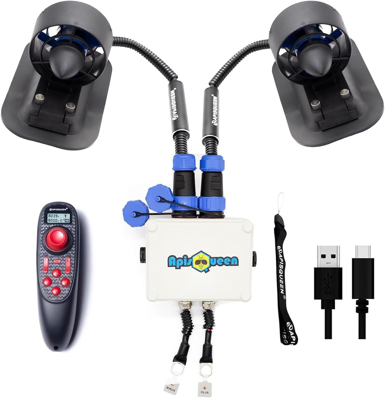12-16V Underwater Thruster U2 Set,Total Thrust 7.5LBS,Can Push 220.5LBS,1-3km/h Speed,Brushless Motor for Fishing Boats ROVs