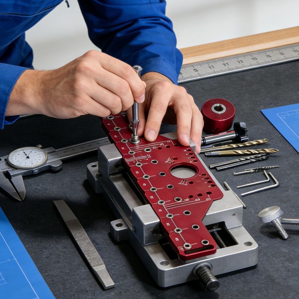 Lochreihen Bohrschablone 2 in 1 Regalstiftvorrichtung, Bohrerführungen Bohrschablone, Hardware-Bohrschablone für Heimwerker, DIY-Holzbearbeitungswerkzeug