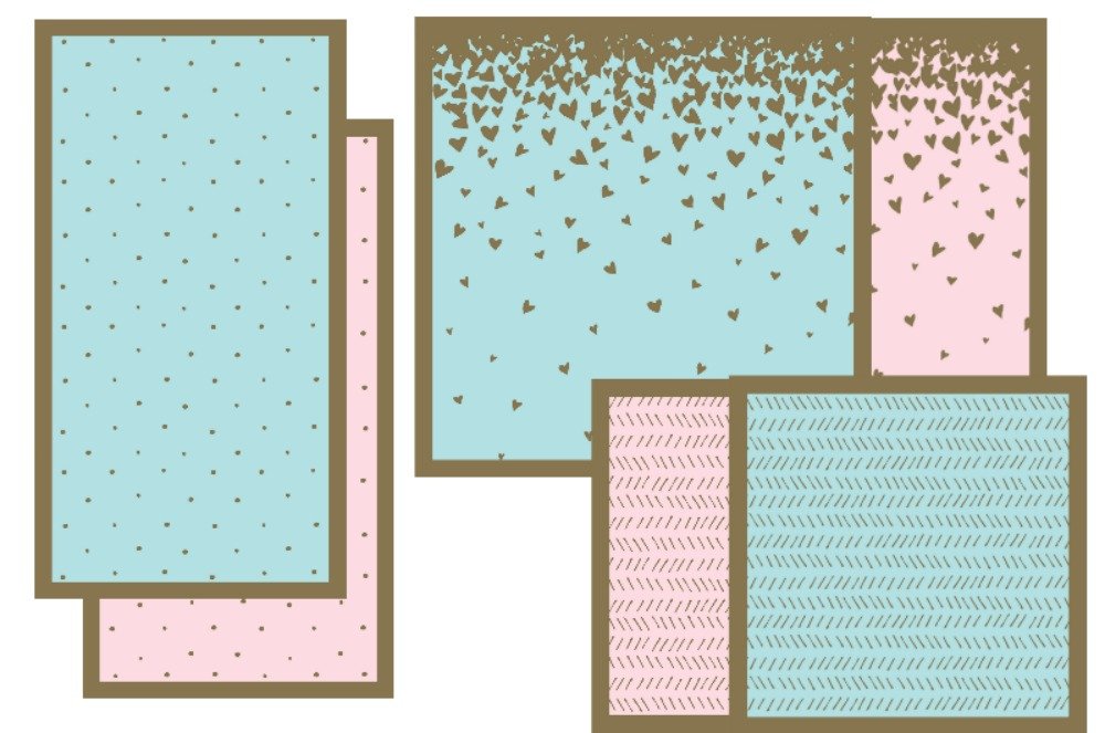 Pink and Blue Napkins Set - Bundle Includes Guest Napkins/Towels, Lunch Napkins, and Beverage Napkins in Delightful Gilded Geo Designs by Elise