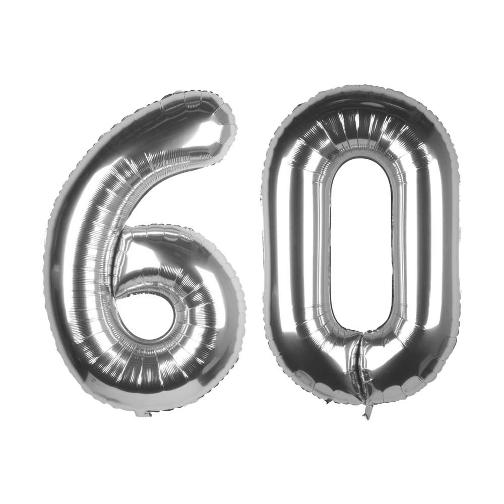 Buy Tim Lin 40 Inch Silver 60 Number Jumbo Foil Mylar Helium Balloons 