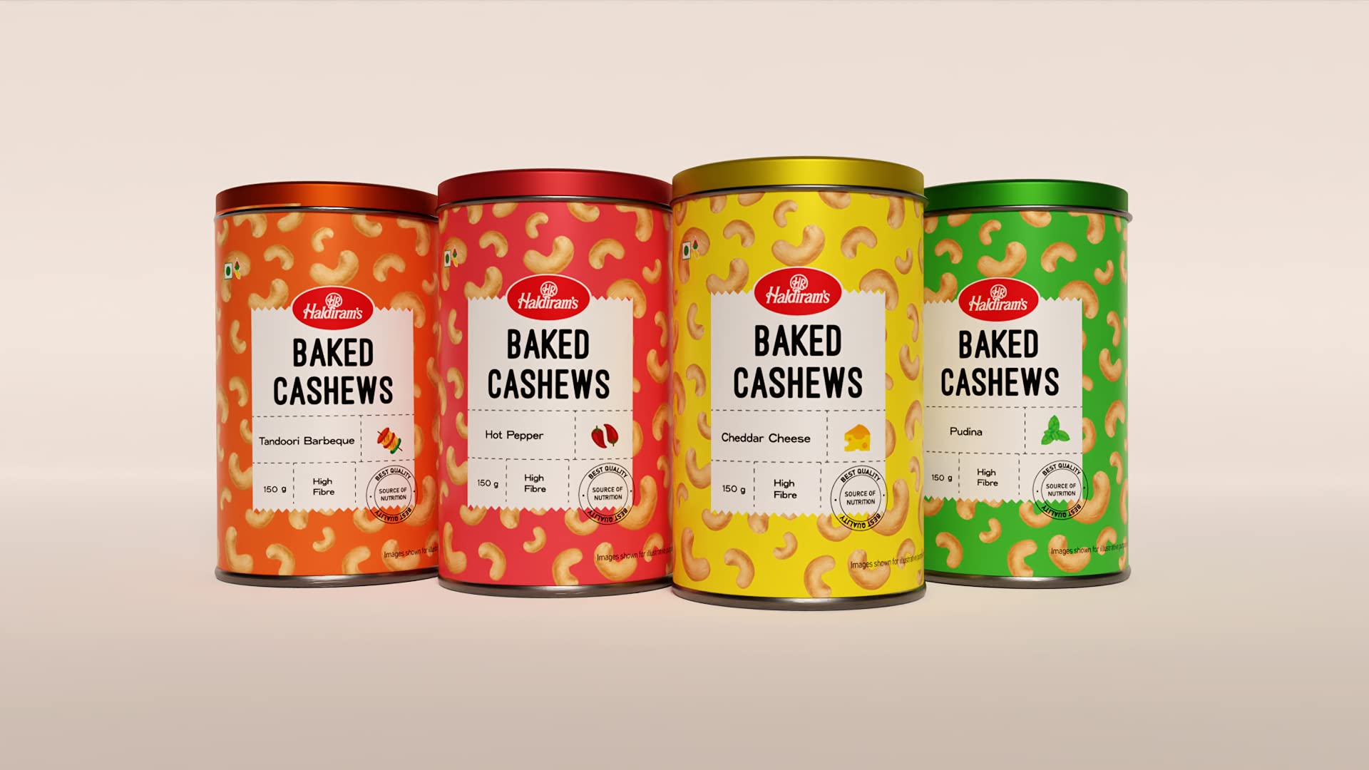 Haldirams Baked Cashew 150g x 4 | Crunchy Cashew Nuts | 4 Different Flavored Roasted Cashews | Whole Crunchy Cashew | Premium Kaju Nuts | Nutritious & Delicious | Healthy Dry Fruits (B09BJFBBP8) Amazon Price History, Amazon Price Tracker