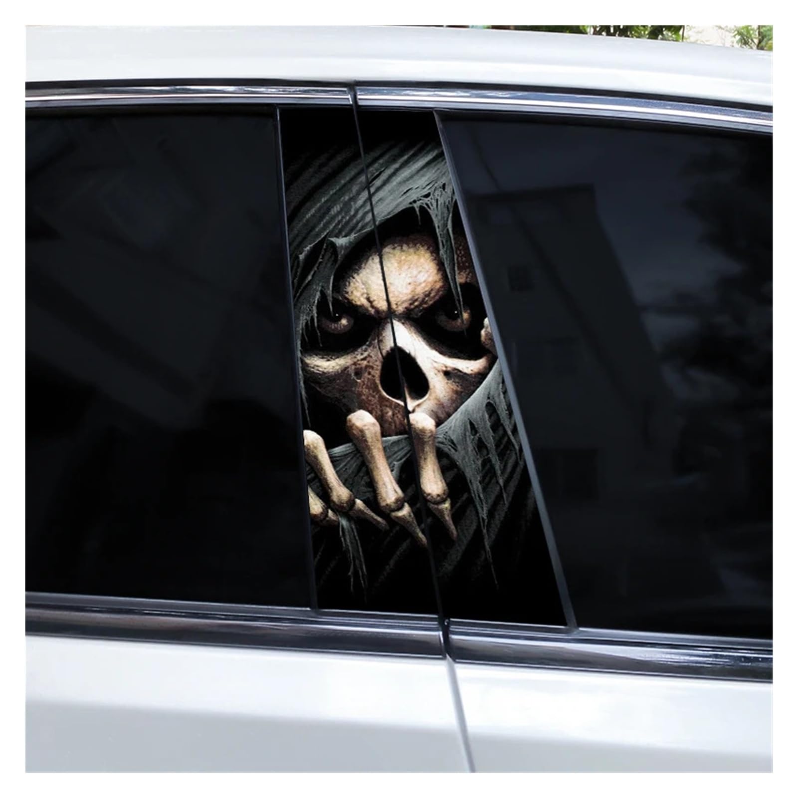 Car Side Decals 2pcs Horror Skull Car Stickers B-Pillar Decals DIY Halloween Door Pillar Decoration(Style A)