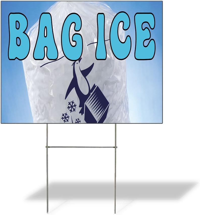 Fastasticdeals Weatherproof Yard Sign Bag Ice Outdoor Advertising Printing Aqua-Blue Lawn Garden Beverage 18x12 Inches 2 Sides Print