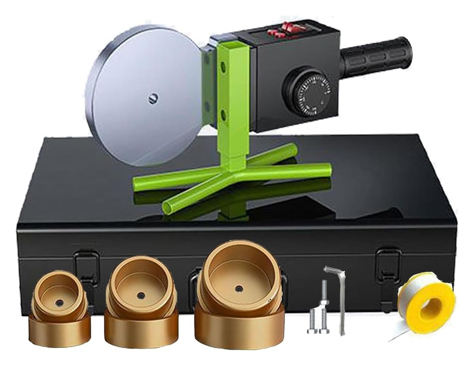 Kit de soldadura por fusión de tuberías de 75-90-110 mm, soldador profesional de tuberías PPR con 3 troqueles, cable resistente al calor de 3 metros y control preciso de la temperatura