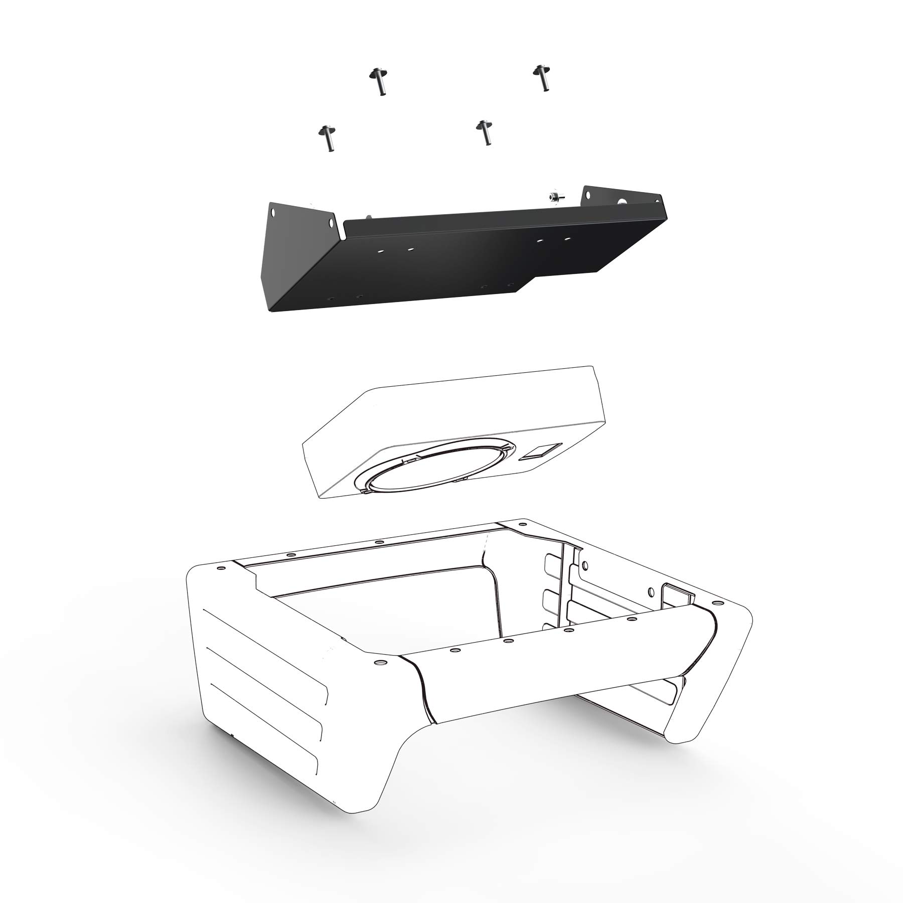 ETON Plug & Play Metall-Halter zur Montage USB 6 Subwoofers in der Sitzwanne des VW T5, T6, T6.1, Einbaukit ideal auch für Reisemobile