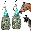 Majestic Ally 2 pcs Ultra Slow Feed 1.5"x1.5" Holes 40” Hay Net for Horses and livestocks (Turquoise)