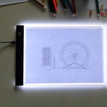 A4 Tracing Light Box,Portable LED A5 Light Box Adjustable 3-Levels Brightness Light Pad,USB LED Copy Board for Drawing Animation Sketching,Artists, Drawing, Sketching, Animation