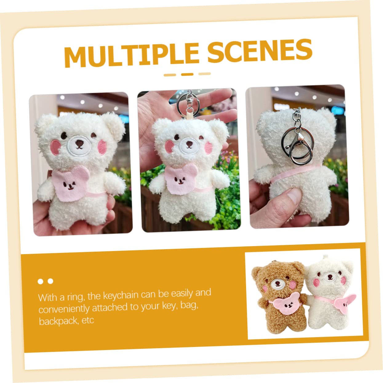 BESPORTBLE Ciondolo Orsetto Di Peluche Carino Mini Cartone Animato Chiave Cose Portachiavi Ciondoli Per Zaino Per Ragazze Keeychain Creativo Decorazioni Per Zaini Lega