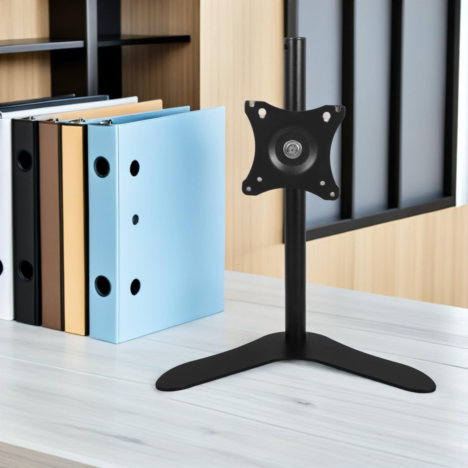 Angoily Supporto per Monitor da 14-27" Rotazione a 360°, Inclinazione ±45° e Altezza Regolabile in Acciaio Laminato a Freddo per Postazioni di Lavoro Domestiche