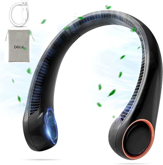 DGLK Bladeless Neck Fan 360° Cool, 4000mAh Personal Fan