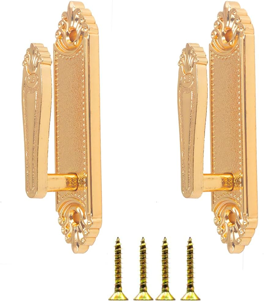 Ailejia 1 Pair Curtain Holdbacks Tieback Hooks Decorative Wall Hooks Zinc Alloy Multi use Wall Hook (Gold)