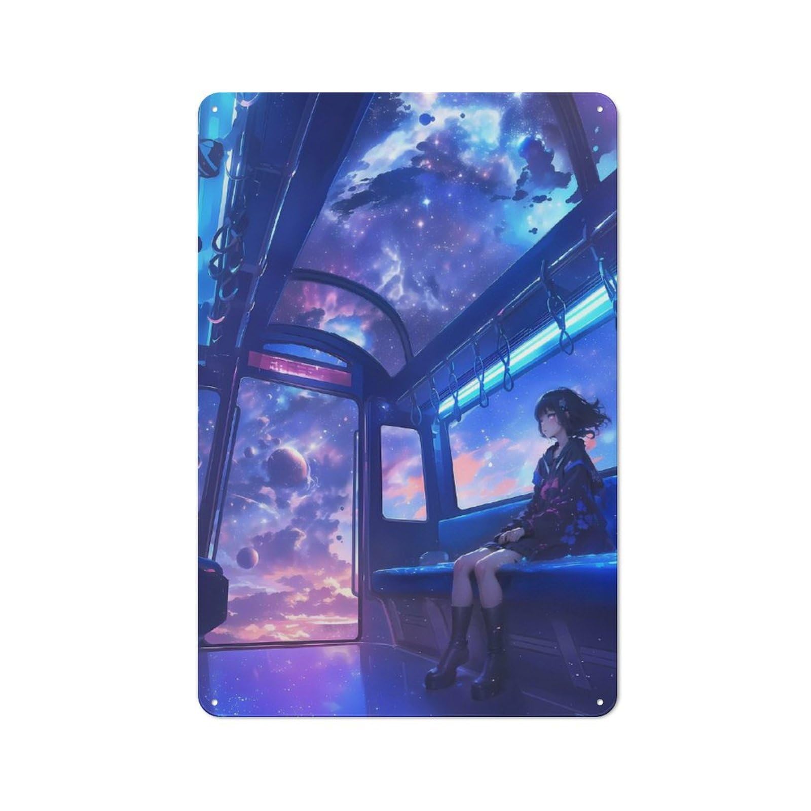 Anime Space Fantasy Train Metal Wall Plaque for Halloween Party Room, Bar, Hallway Or Kitchen, Seasonal Gift for Friends And Spooky Decor Lovers, 30x20cm