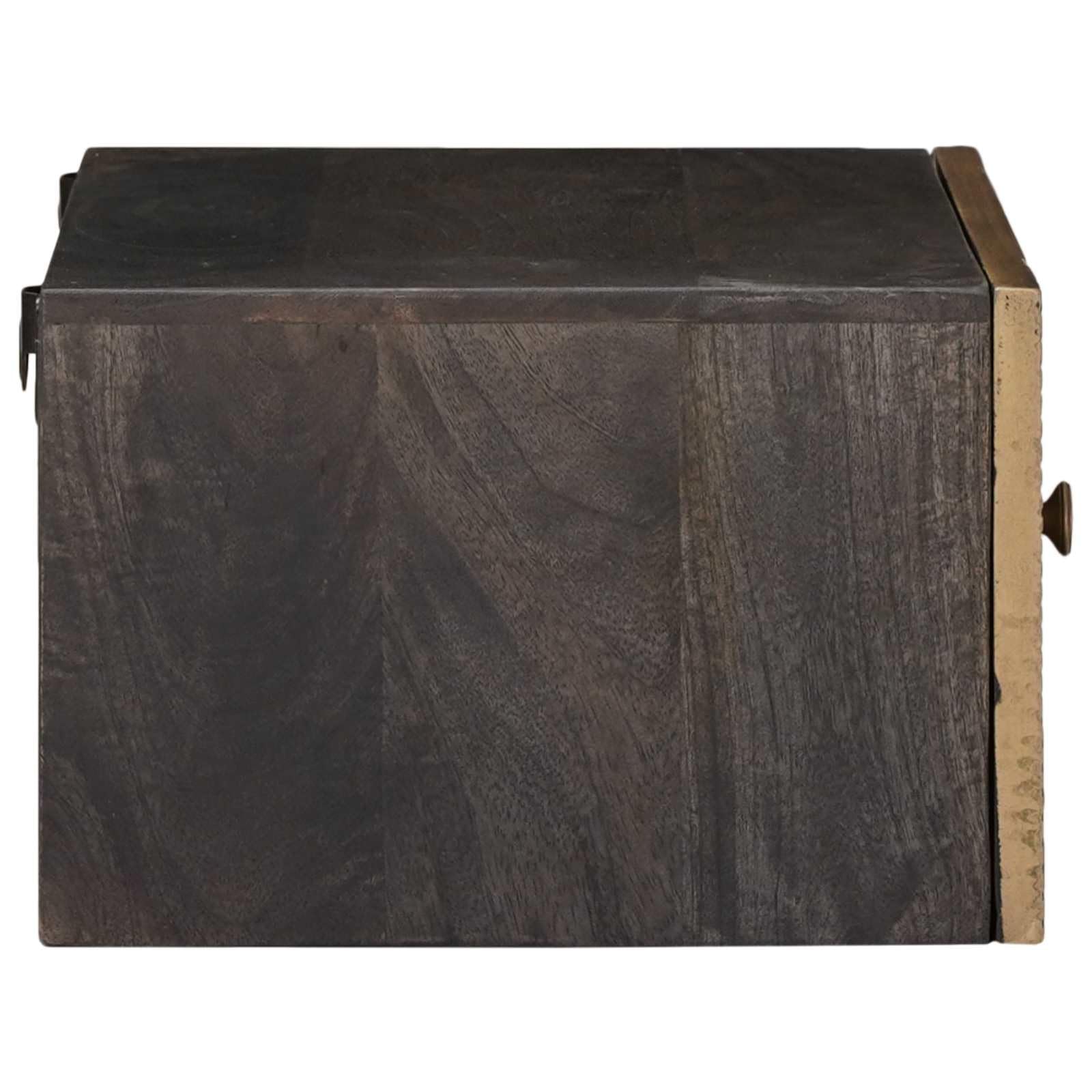 Mesita de noche hecha a mano de madera maciza de mango con cajón decorativo y tallado artístico, diseño de ahorro de espacio para dormitorio, incluye instrucciones de montaje (idioma español