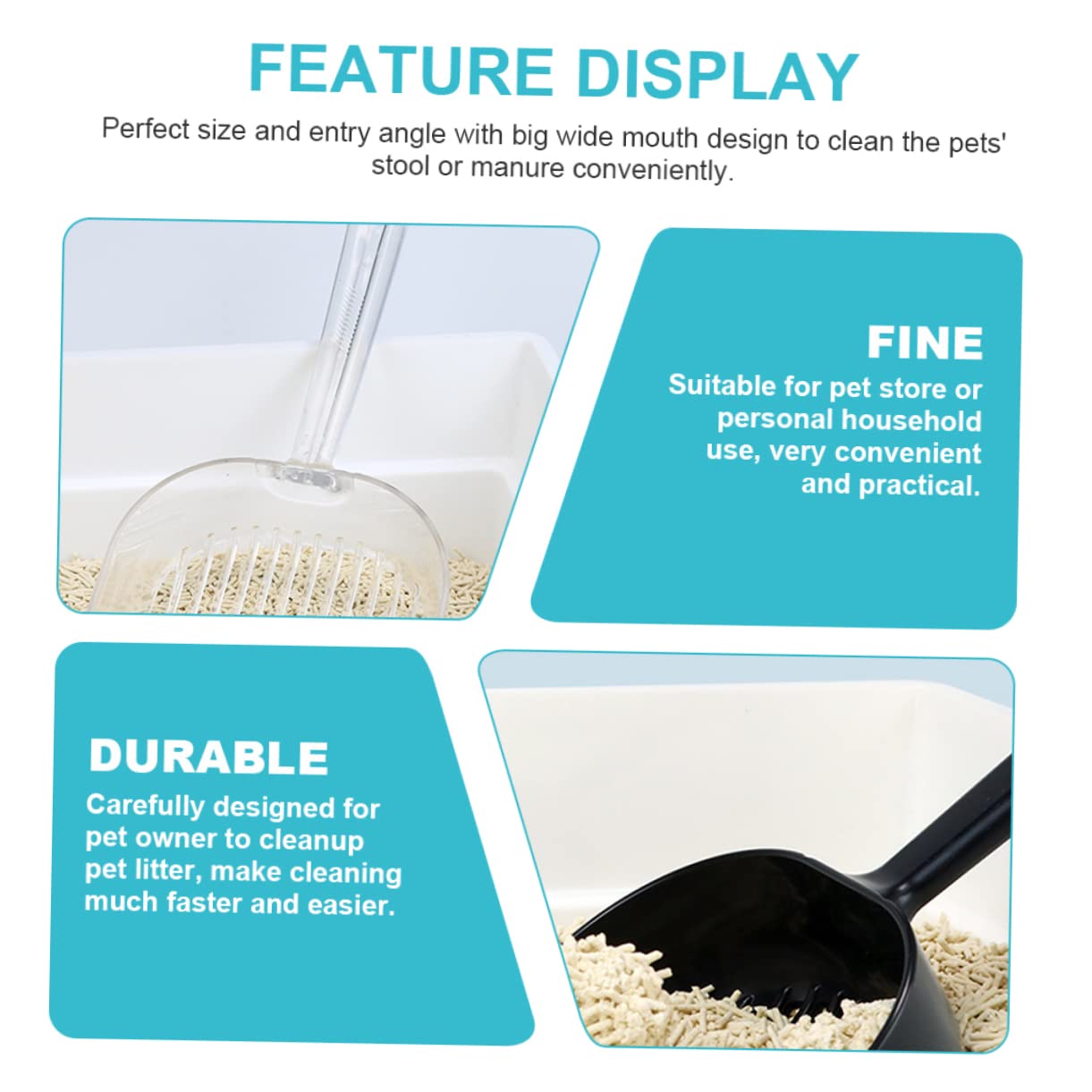 POPETPOP 2pcs Cat Litter Shovel Cleaning Litter Scoop Pet Cat Poop Scooper Kitten Cleanup Scoop Handheld Poop Shovel Portable Cat Poop Shovel Portable Litter Shovel Poop Filter Shovel