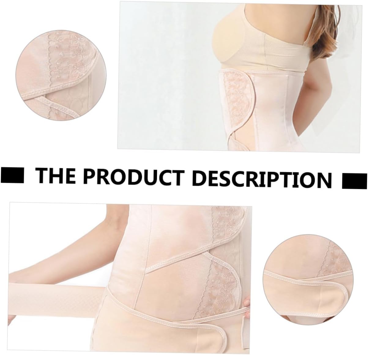 Postnatal Waist Trainer Belly Corset and Pelvis Belt Lace for Women M Size Postpartum Support Abdominal Compression Wrap Beige