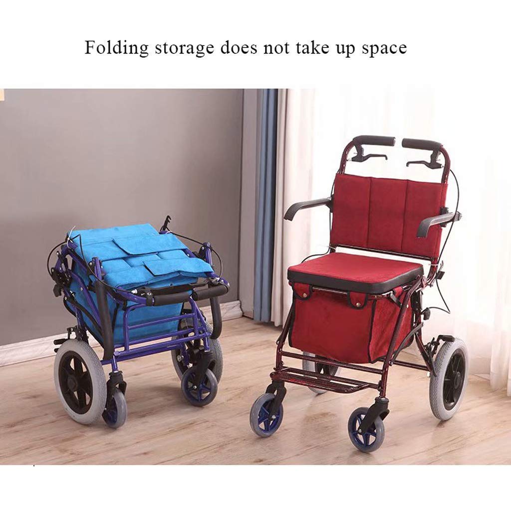 Carrello della Spesa Pieghevole/deambulatore/Carrello, Carrello della Spesa Leggero per Anziani, deambulatore e Sedile di Riposo Adatto per Anziani, Anziani e Anziani