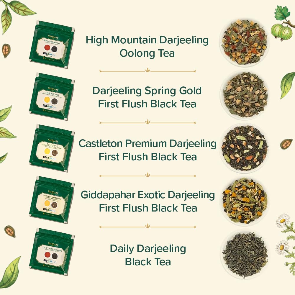 VAHDAM Mother’s Day Gift – Assorted Darjeeling Tea Sampler (10 Flavors, 50 Servings) – First Flush & Second Flush Loose Leaf Tea – Gluten Free, Non GMO | Gift for Mom & Women