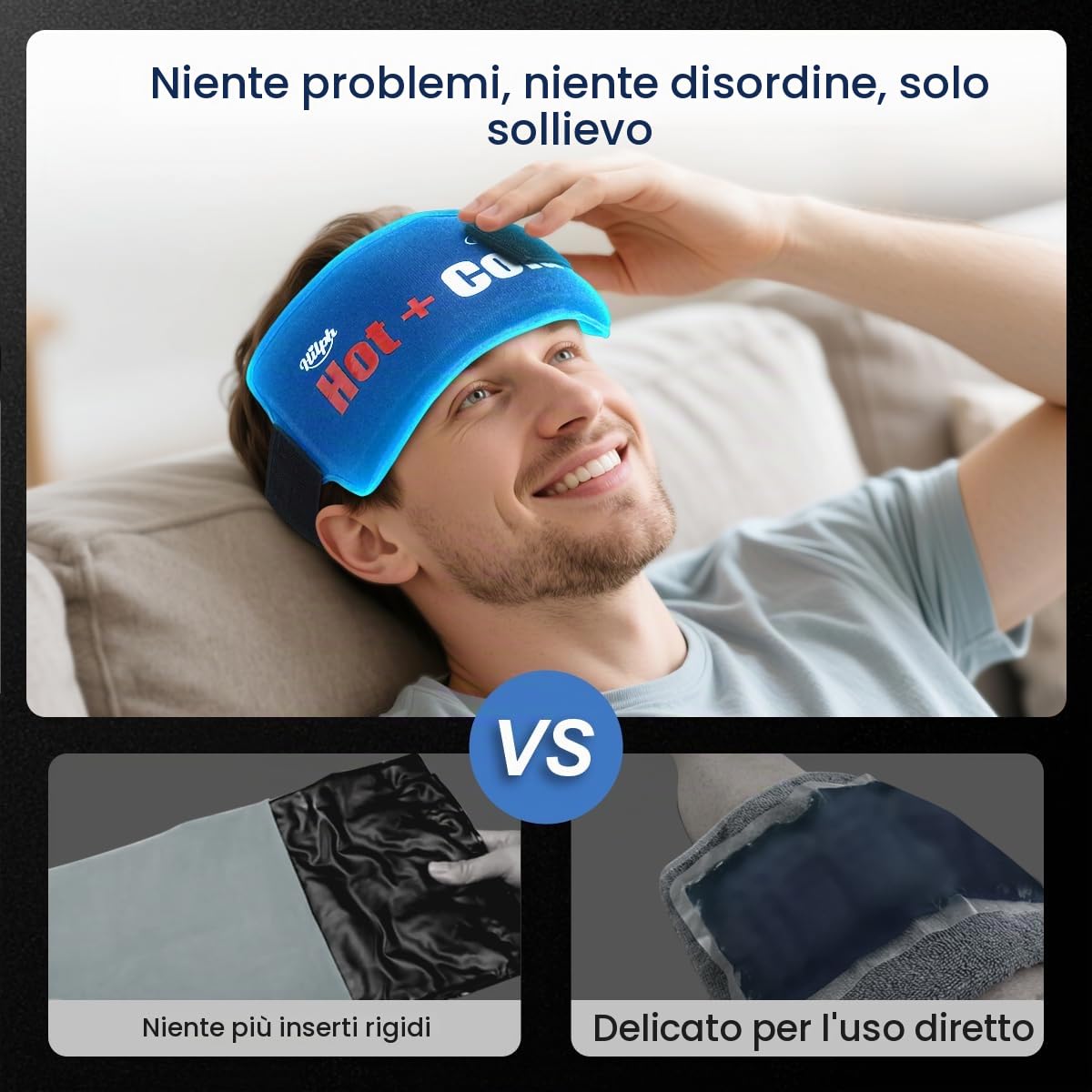Hilph Impacco di Ghiaccio Gel Riutilizzabile, 2 Pezzi Ghiaccio Gel Freezer per la Terapia a Caldo e Freddo per Lesioni, Cuscinetto Gel Caldo Freddo per Viso, Testa, Occhi Stanchi, Denti del Giudizio