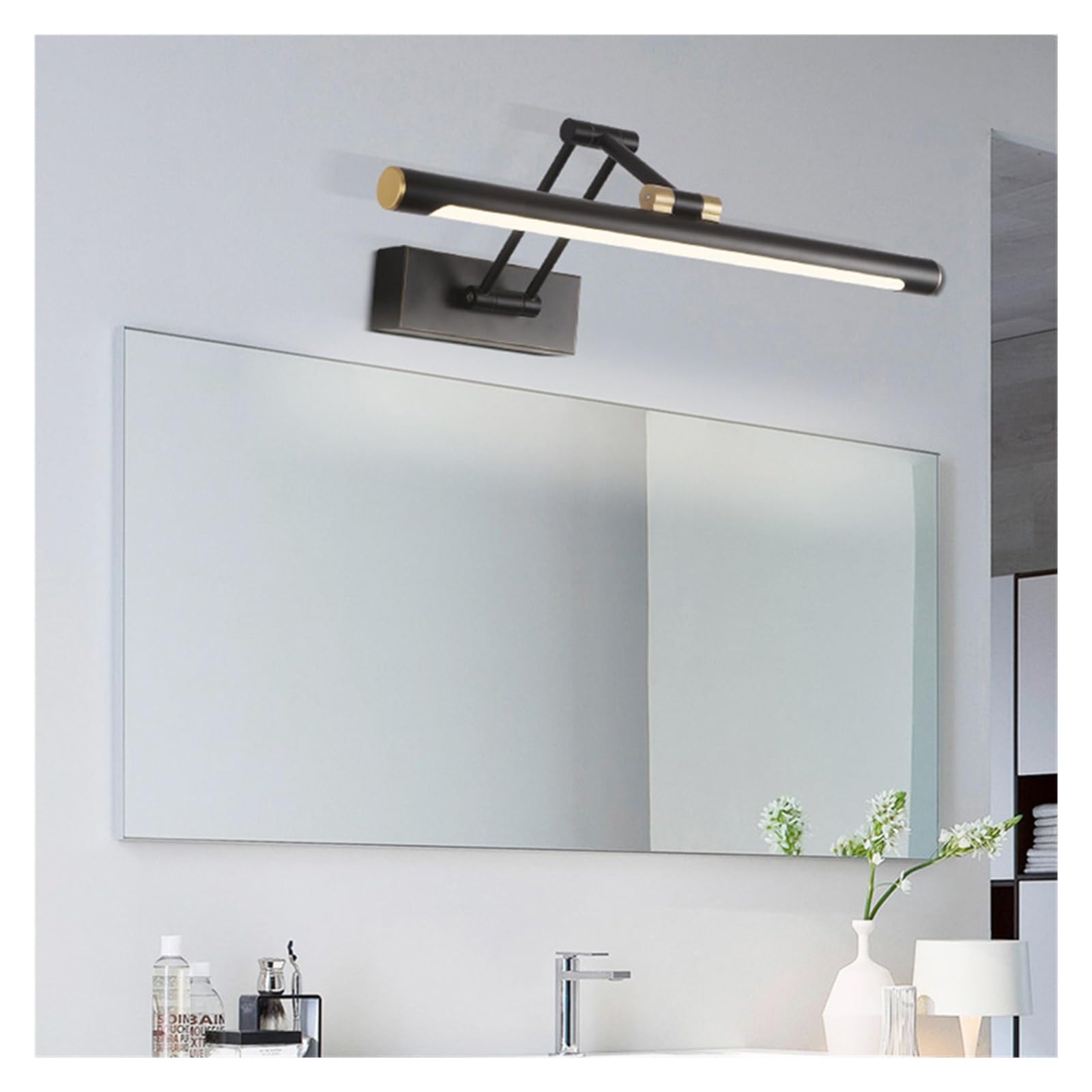 Światła obrazu Światło lustrzane LED Kinkiet Nowoczesna Łazienka Kinkiet 43cm 58cm AC85-265V Oświetlenie wewnętrzne Sypialnia Kinkiety Ścienne Oprawy oświetleniowe (Color : Warm, Size : White 43cm