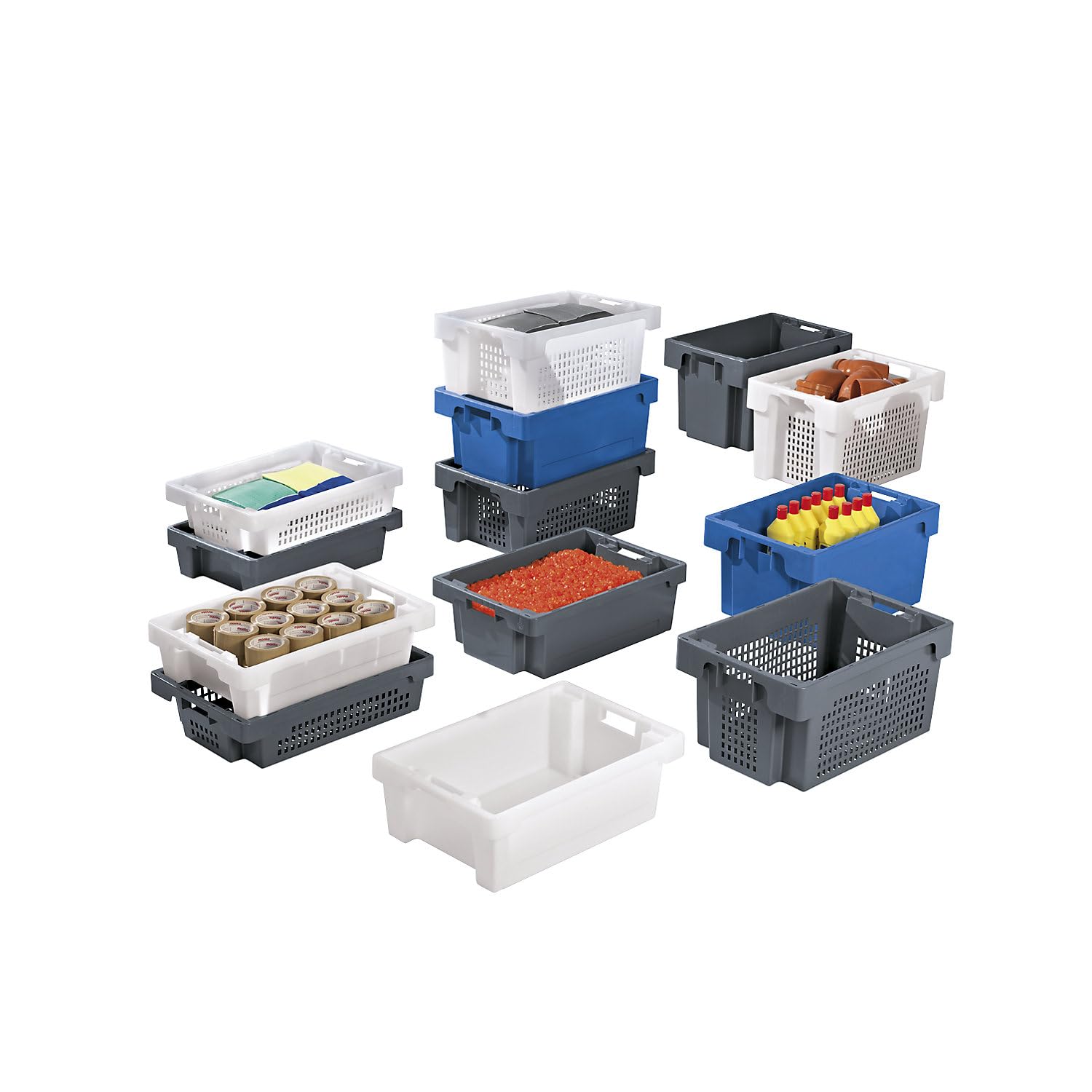 WERIT Drehstapelbehälter aus HDPE - Inhalt 50 l - Wände und Boden geschlossen, blau