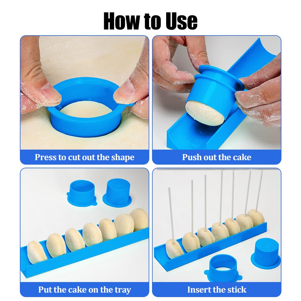 Fayelong Round Cake Pop Mold Set Circle Cake Pop Cutter and Pusher ABS Cake Pop Maker for Home Desserts Making, Birthday Parties, Wedding Desserts