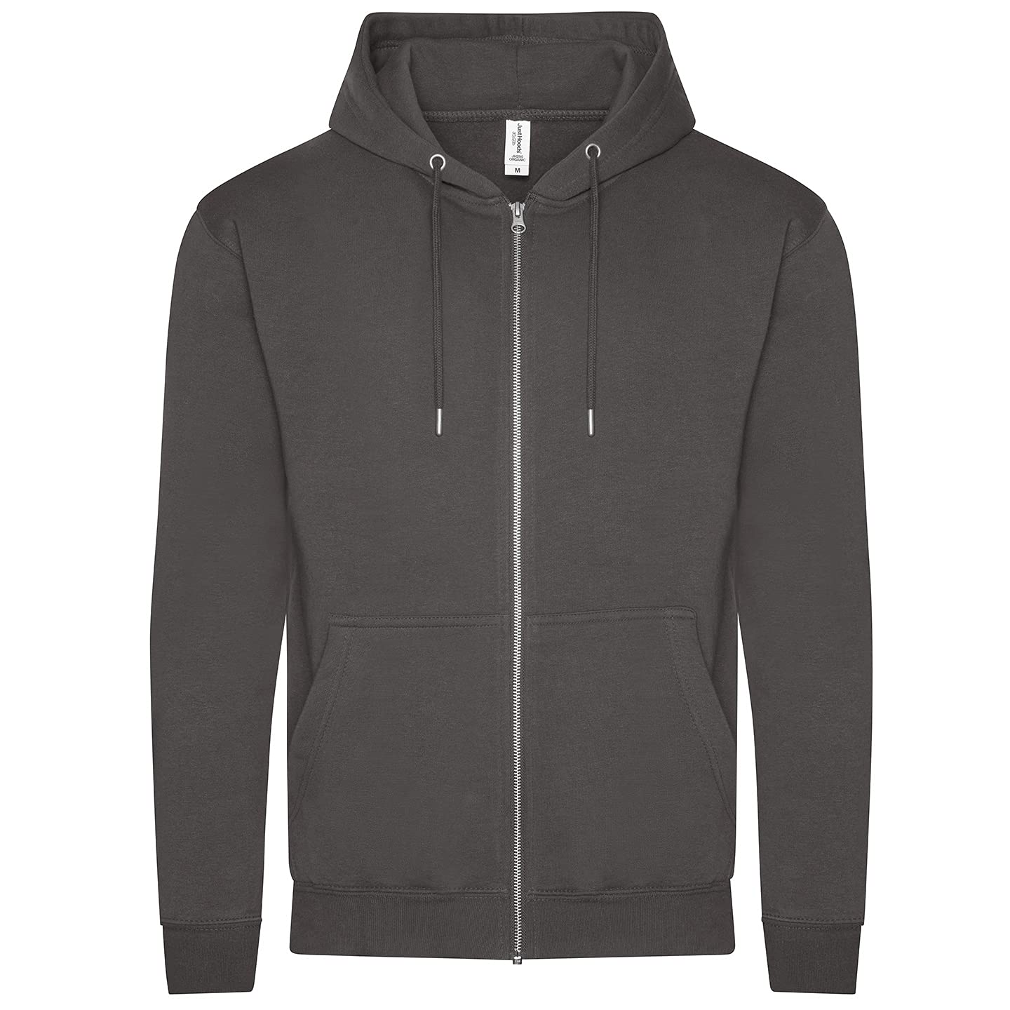 Just Hoods Unisex Gris Organic Zip-Up Hoodie Organic